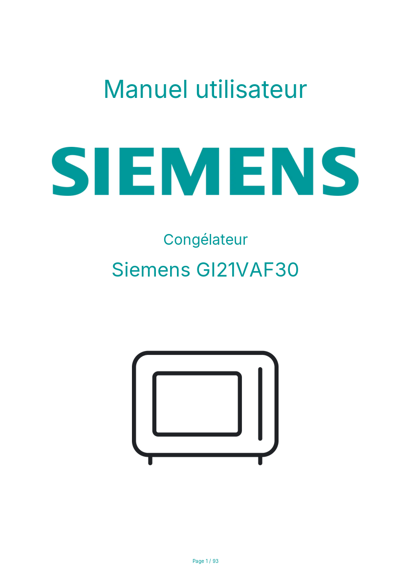 Image de la première page du manuel de l'appareil GI21VAF30