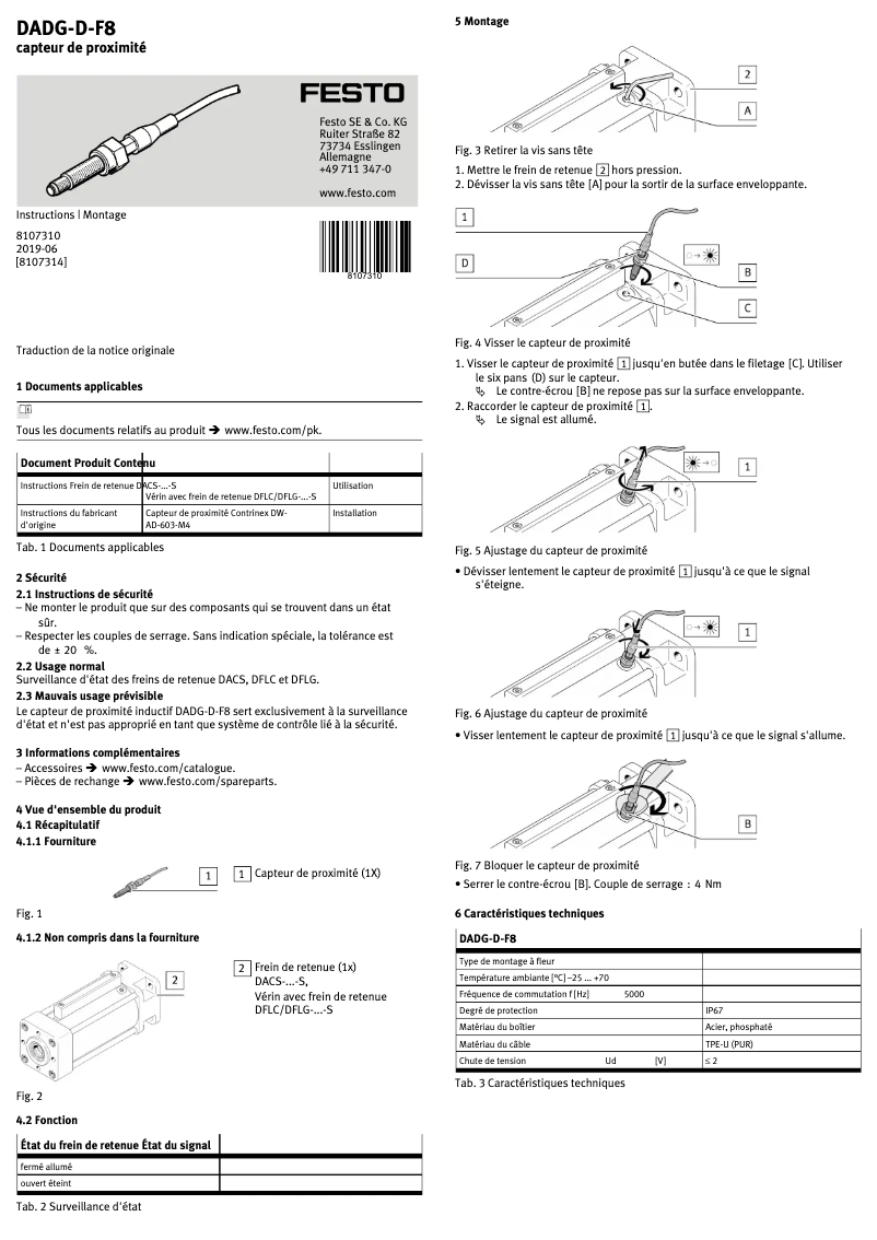 Page n°1 - Manuel utilisateur Festo DADG-D-F8-40