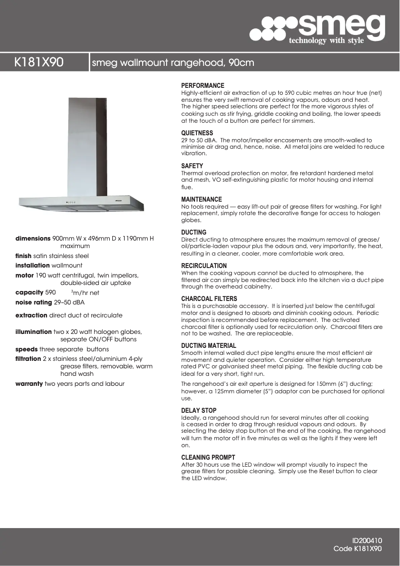 Page 1 de la notice Manuel utilisateur Smeg K181X90