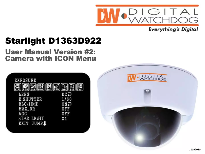 Page n°1 - Manuel utilisateur Digital Watchdog Star-Light DWC-D1363D922
