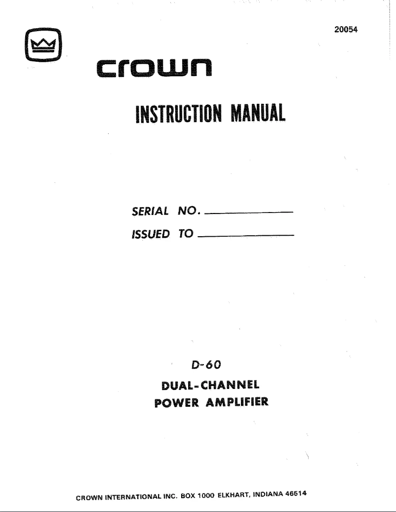 Page n°1 - Manuel utilisateur Crown D-150A II