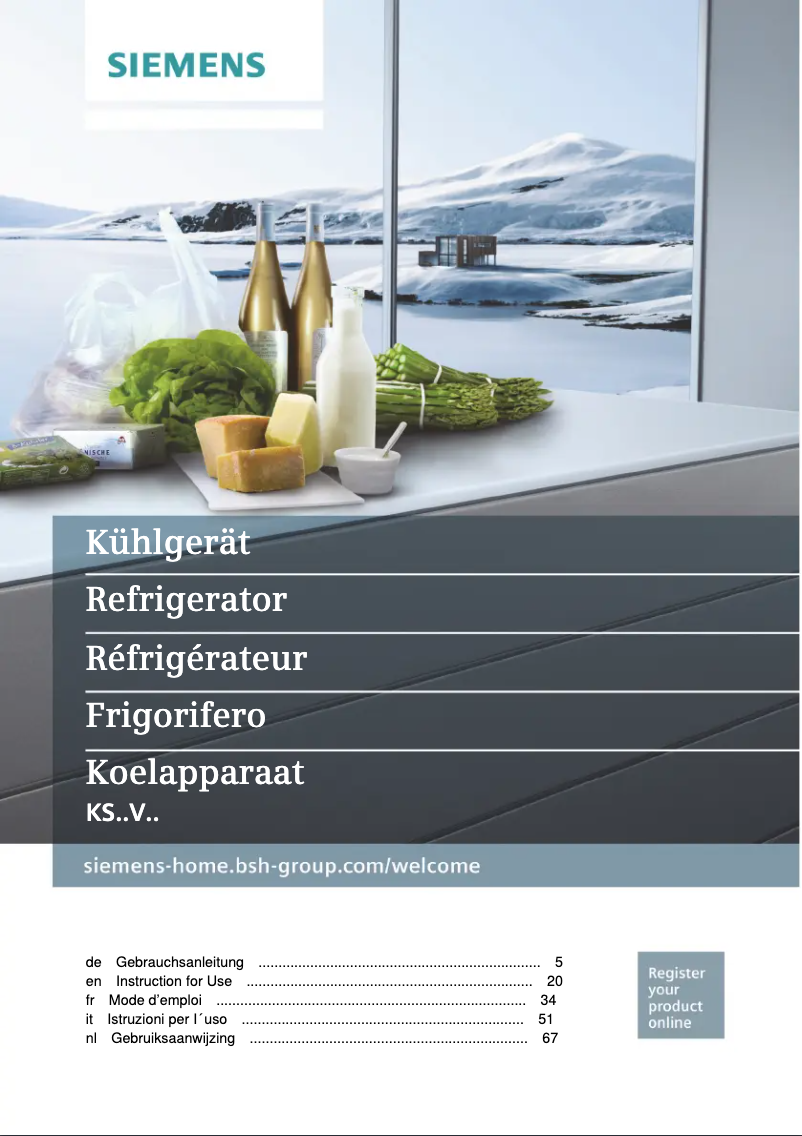 Page 1 de la notice Manuel utilisateur Siemens KS36VVWEP