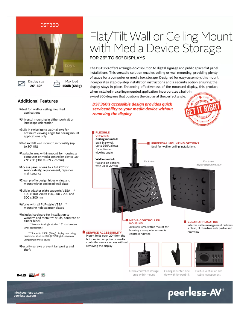 Página 1 del manual Manual de usuario Peerless-AV DST360