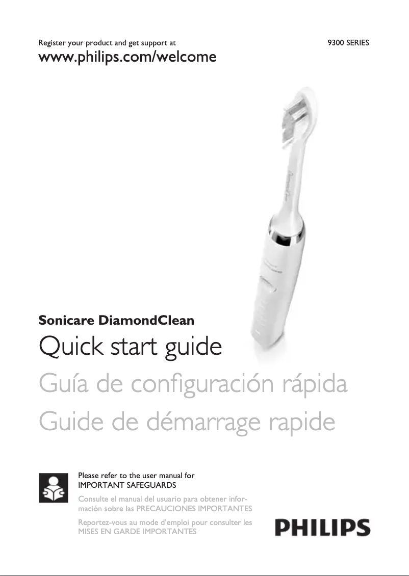 Image de la première page du manuel de l'appareil Sonicare DiamondClean HX9333