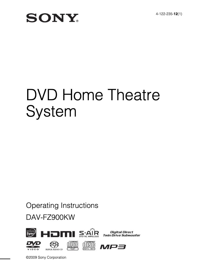 Página 1 del manual Manual de usuario Sony DAV-FZ900