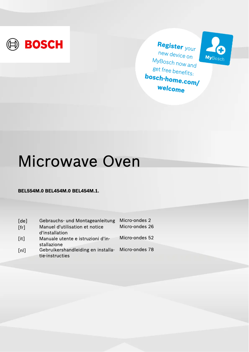 Page n°1 - Manuel utilisateur Bosch BEL454MB1F