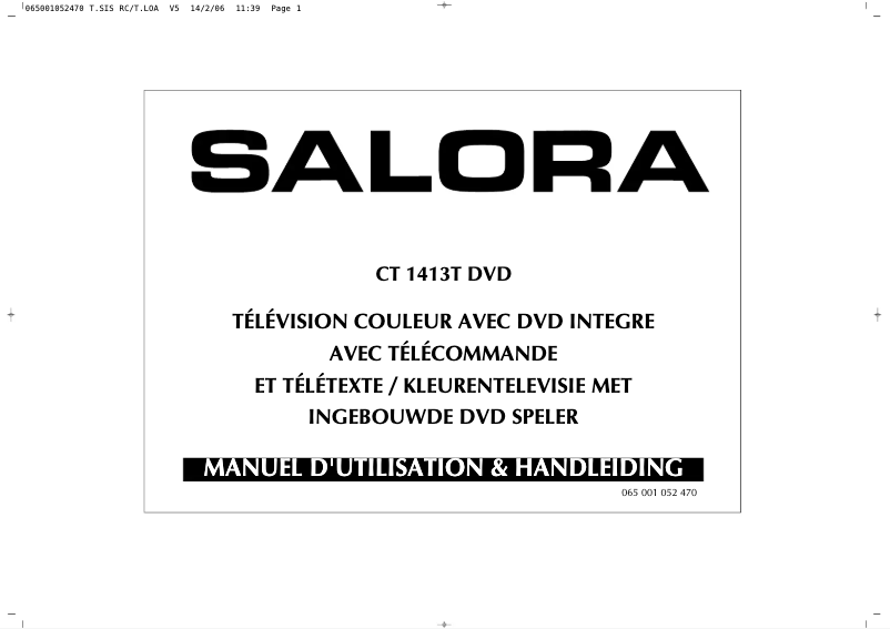 Page 1 de la notice Manuel utilisateur Salora CT 1413T DVD