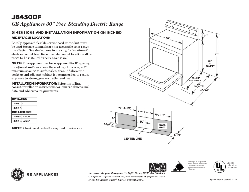 Imagen de la primera página del manual del dispositivo JB450DFBB