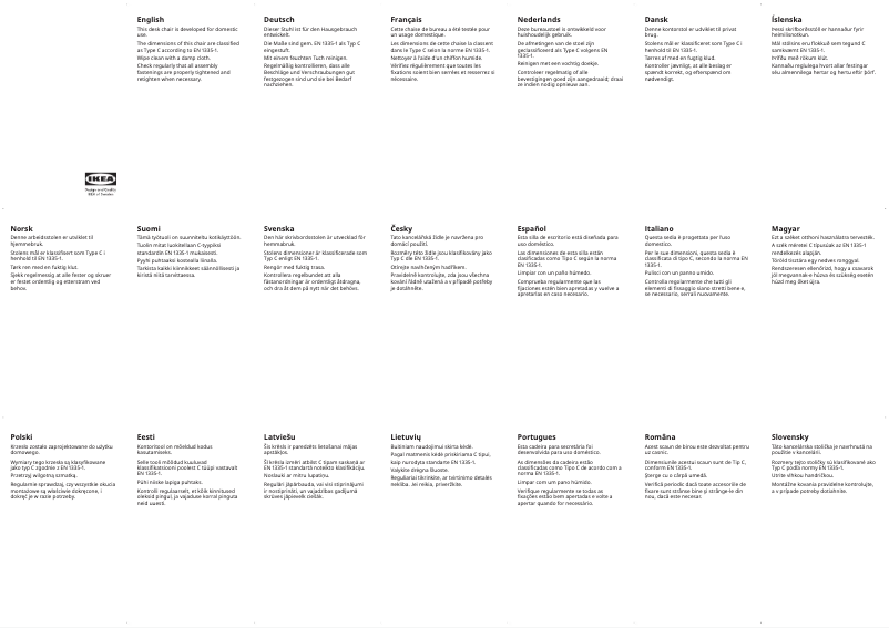 Page 1 de la notice Manuel utilisateur Ikea SMÄLLEN 005.034.35