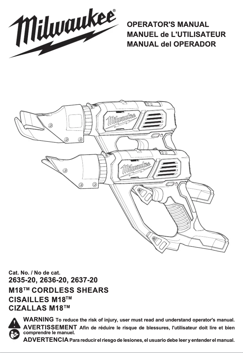 Page n°1 - Manuel utilisateur Milwaukee 2636-20