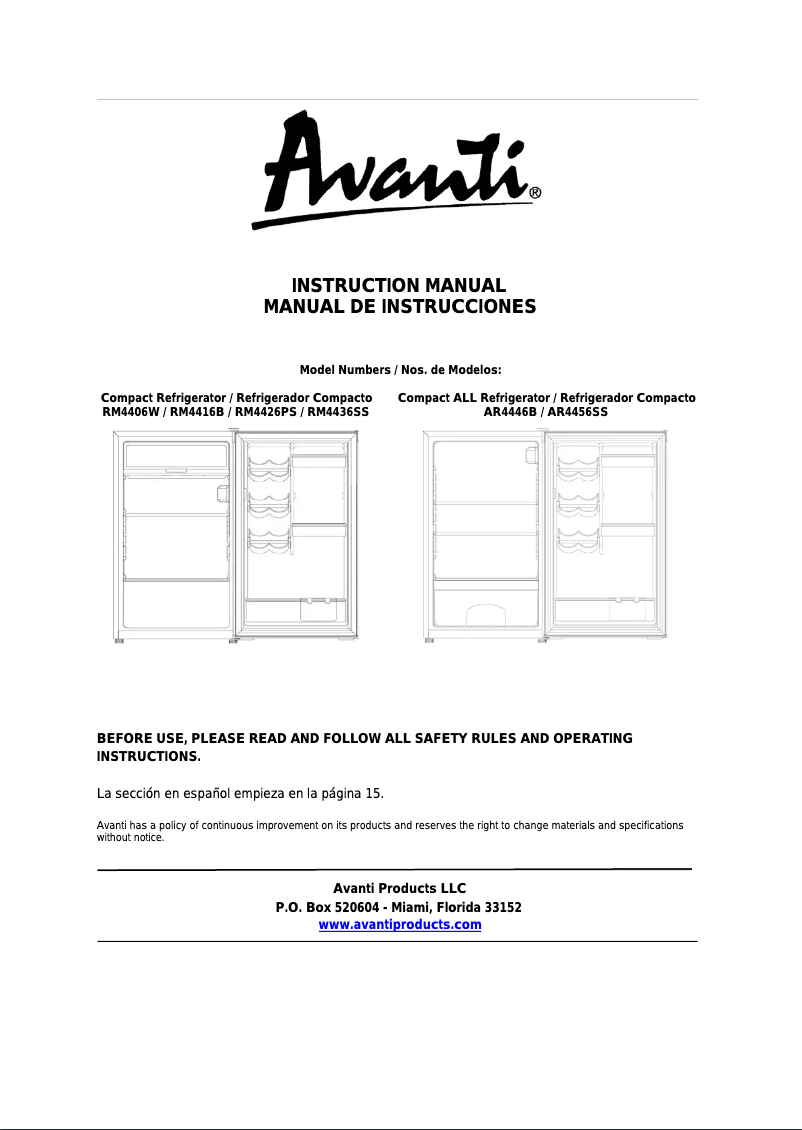 Page n°1 - Mode d'emploi Avanti RM4436SS