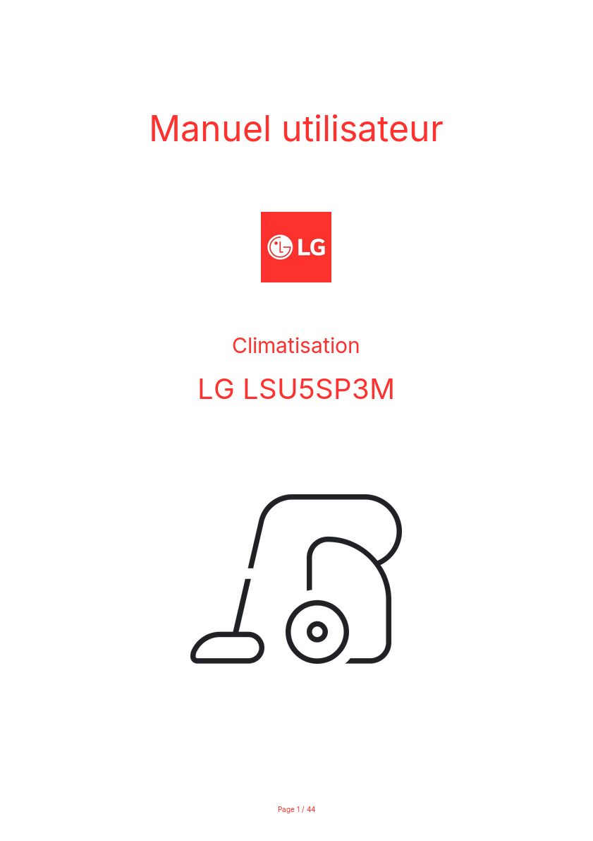Page n°1 - Manuel utilisateur LG LSU5SP3M