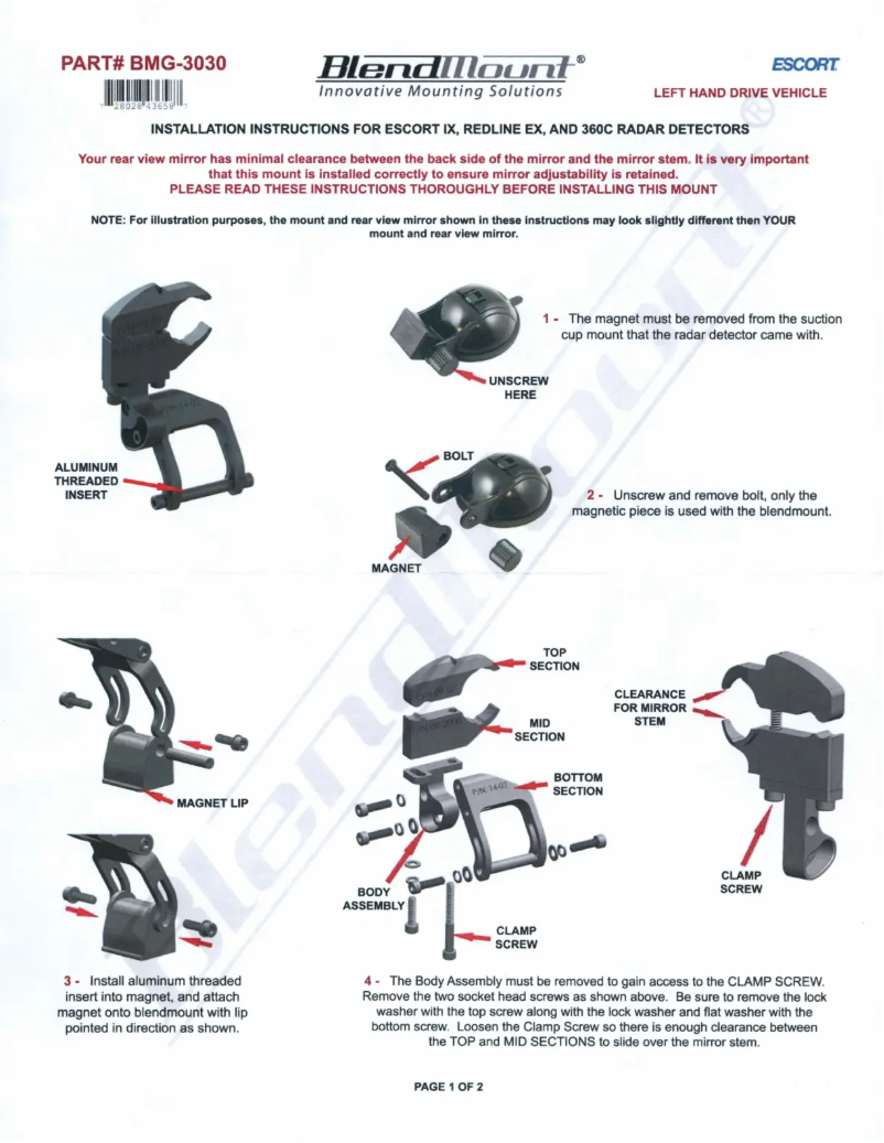 Page n°1 - Manuel utilisateur BlendMount BMG-3030