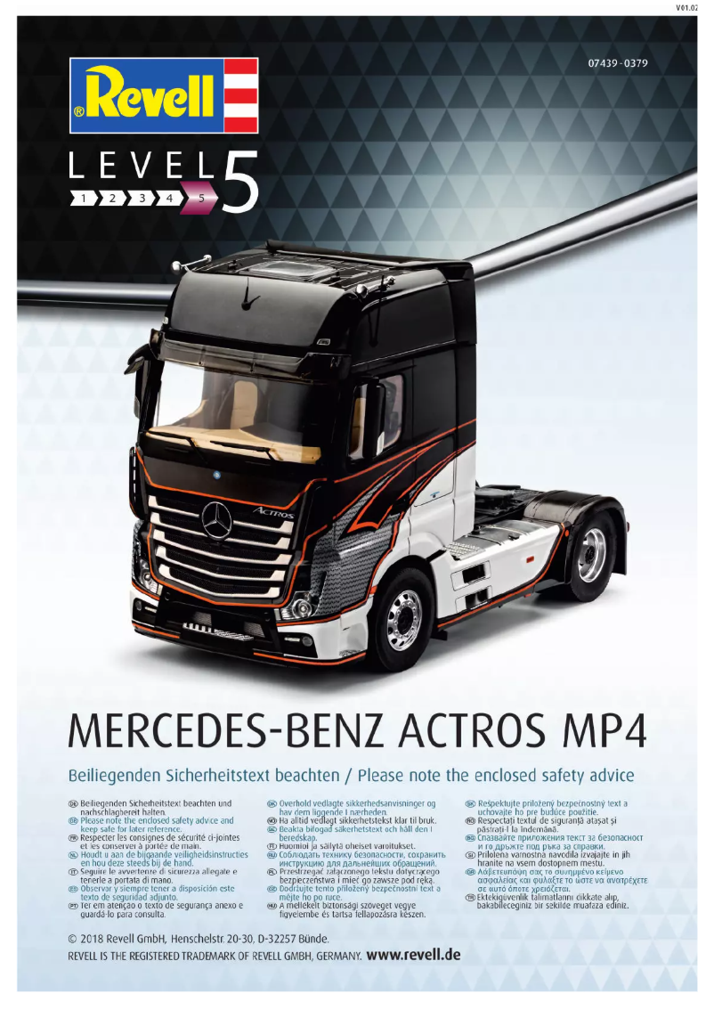 Page 1 de la notice Manuel utilisateur Revell Mercedes-Benz Actros MP4