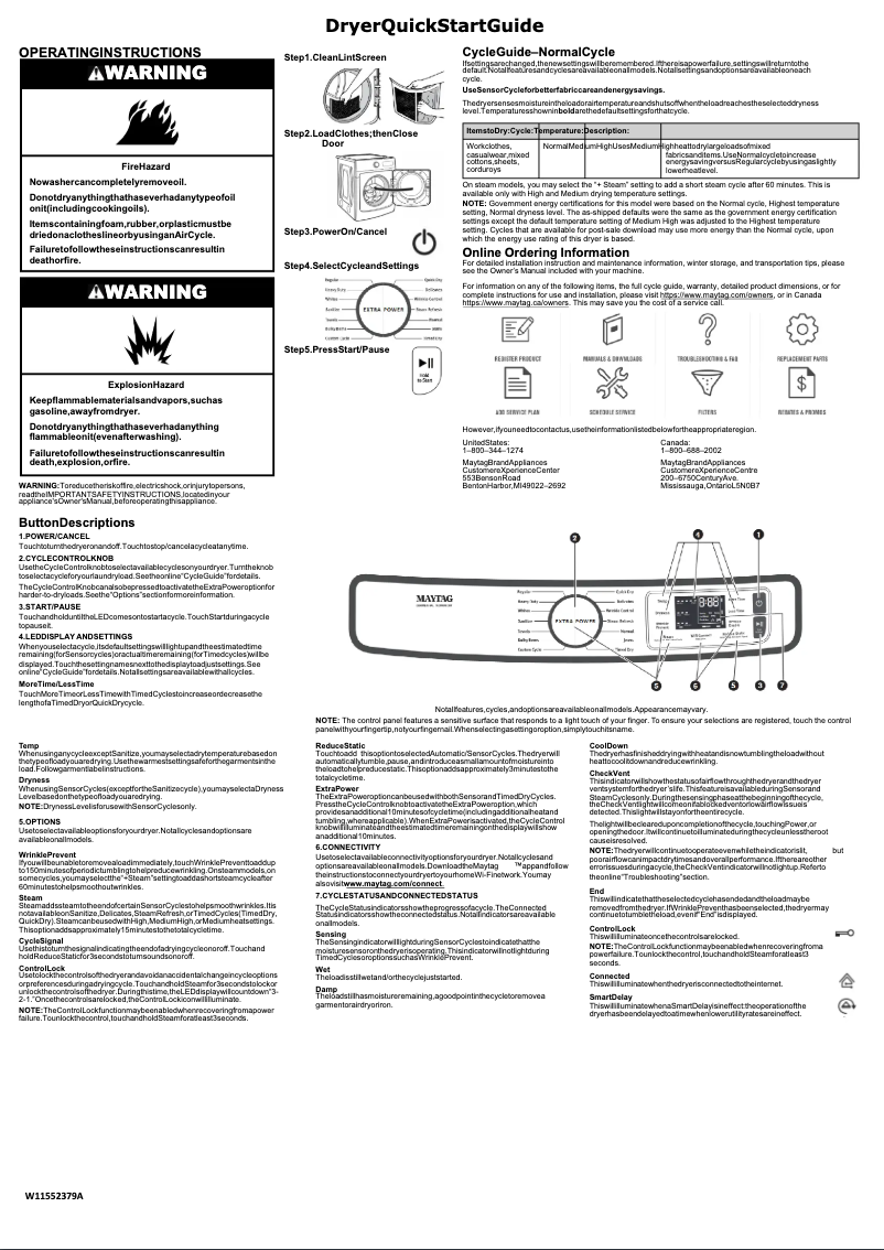 Page 1 de la notice Guide de démarrage rapide Maytag MED8630HC