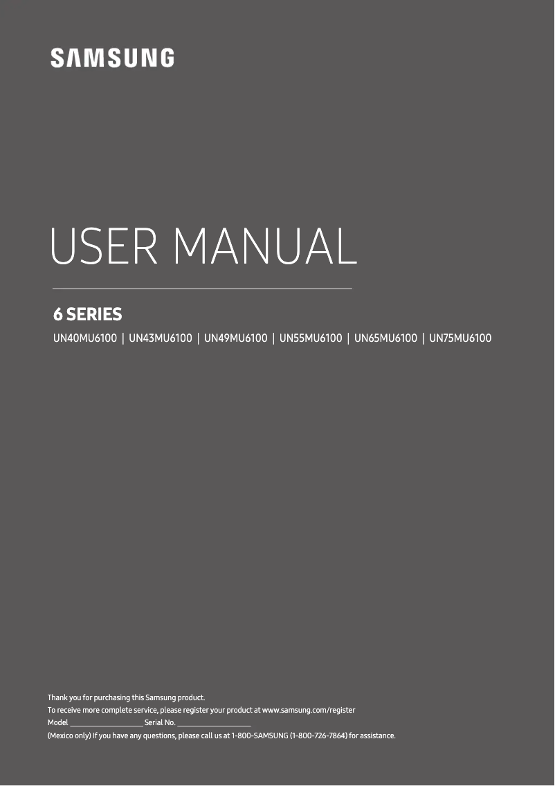 Page n°1 - Manuel utilisateur Samsung UN49MU6100