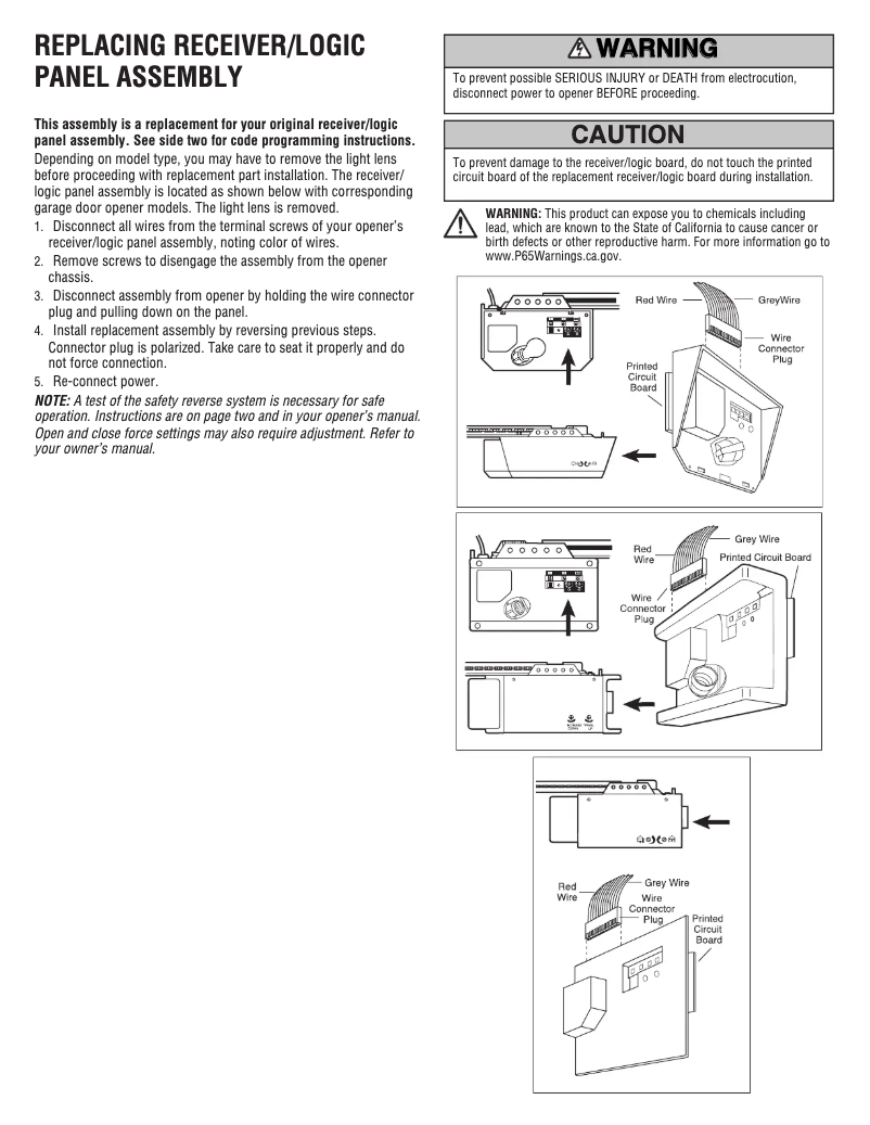 Page n°1 - Manuel utilisateur LiftMaster 041A5021-H-315