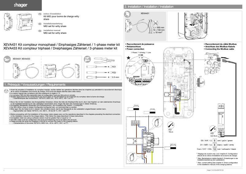 Page 1 de la notice Manuel utilisateur Hager XEVA433