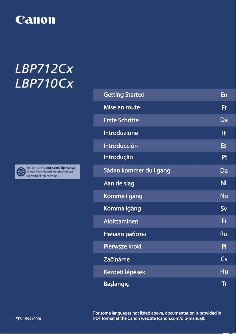 Image de la première page du manuel de l'appareil i-Sensys LBP710Cx