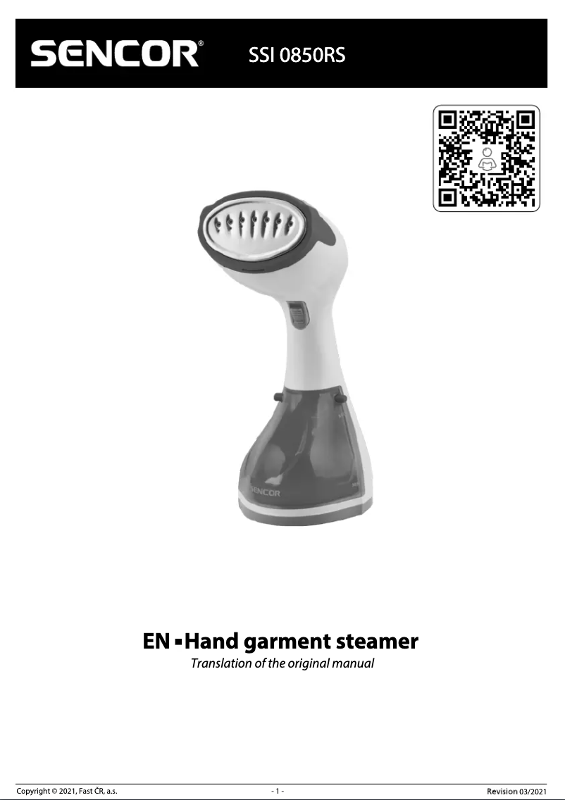 Page 1 de la notice Manuel utilisateur Sencor SSI 0850RS