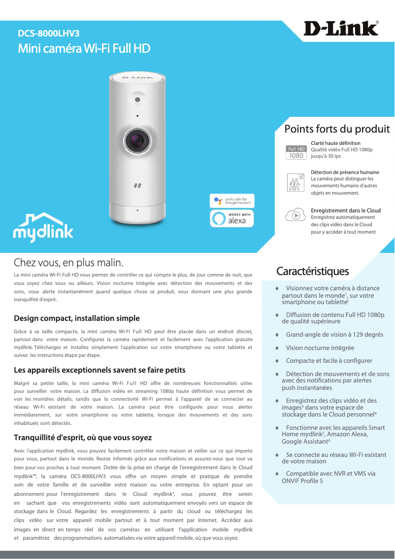 Page 1 de la notice Fiche technique D-Link DCS-8000LHV3