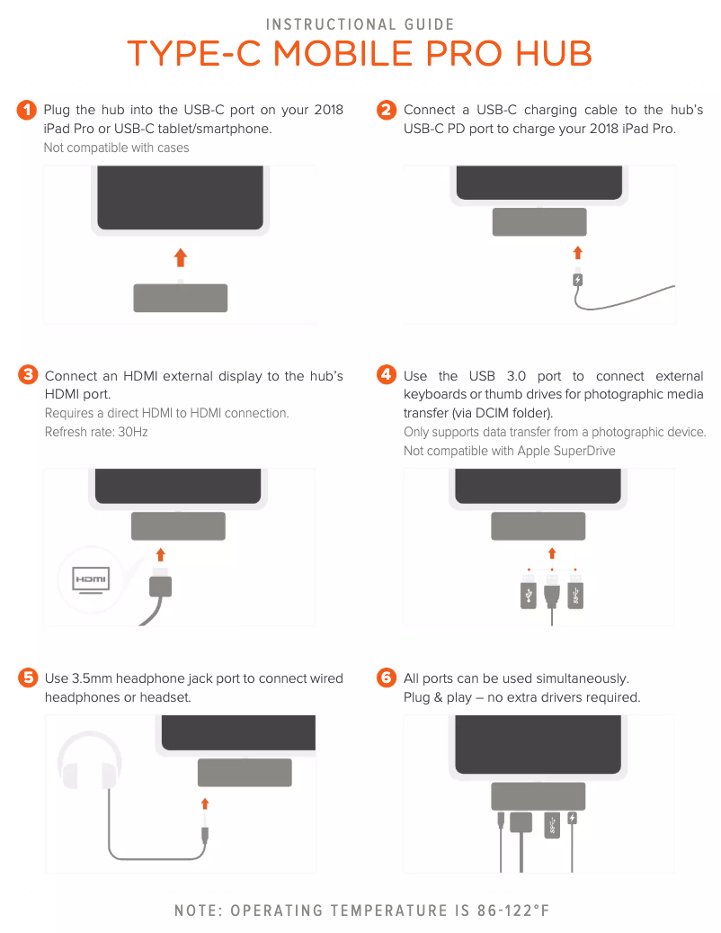 Page 1 de la notice Manuel utilisateur Satechi Type-C Mobile Pro Hub