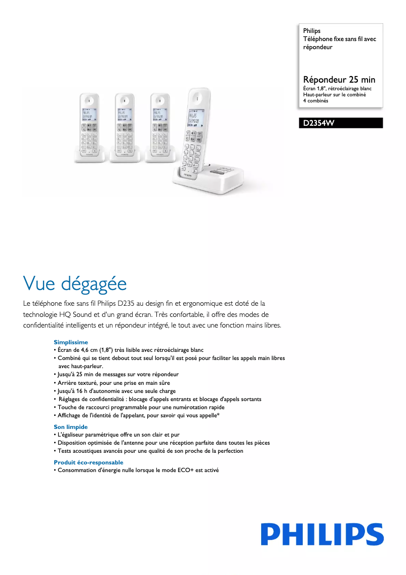 First page image of the manual for D2354W