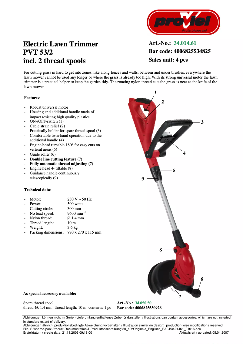 Page n°1 - Manuel utilisateur Proviel PVT 53/2