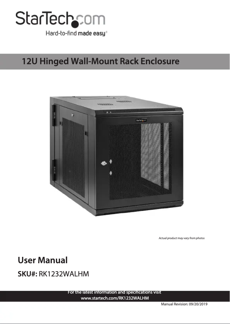 Page n°1 - Manuel utilisateur StarTech.com RK1232WALHM