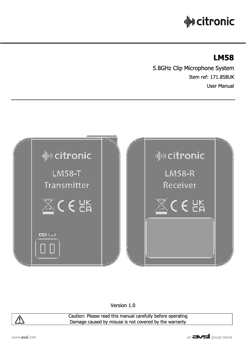 Page 1 de la notice Manuel utilisateur Citronic LM58