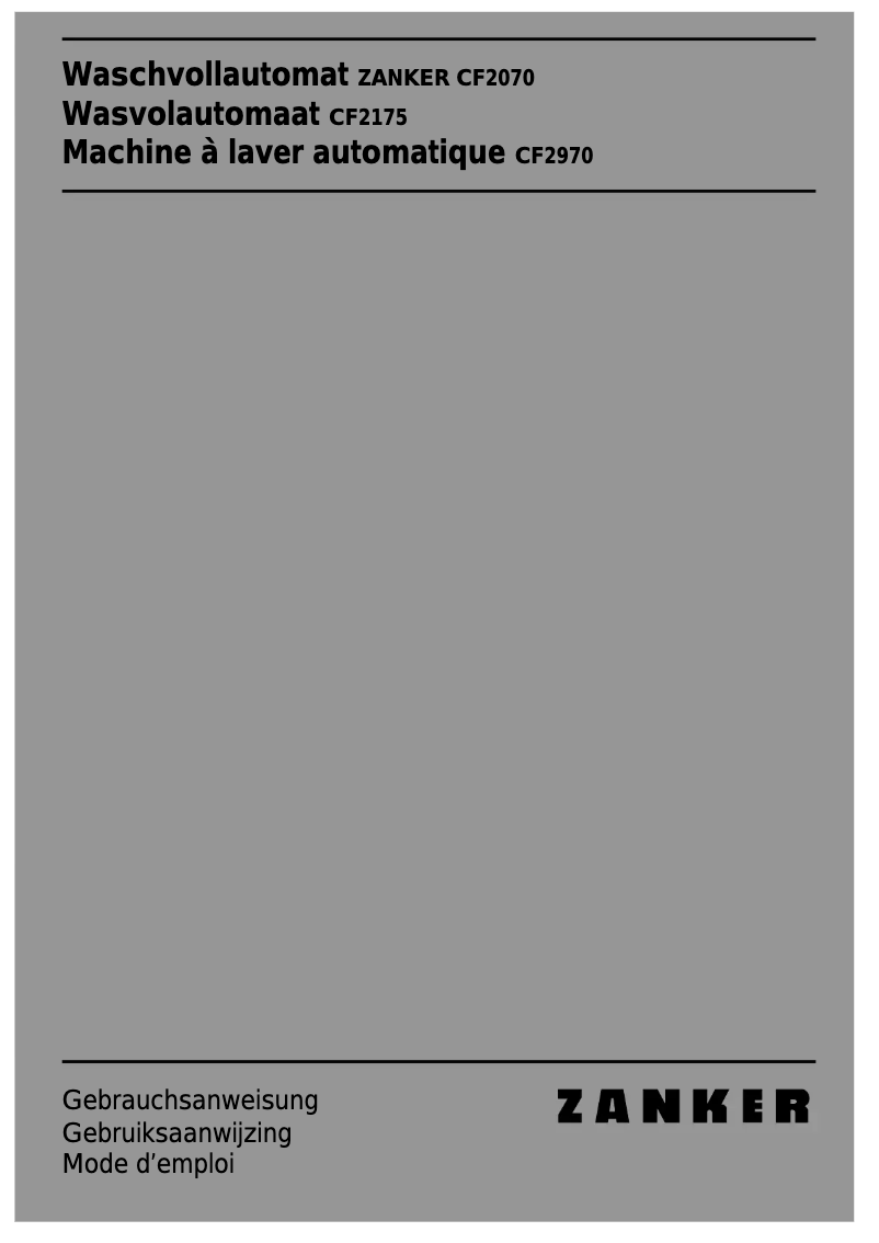 Page 1 de la notice Manuel utilisateur Zanker CF 2175