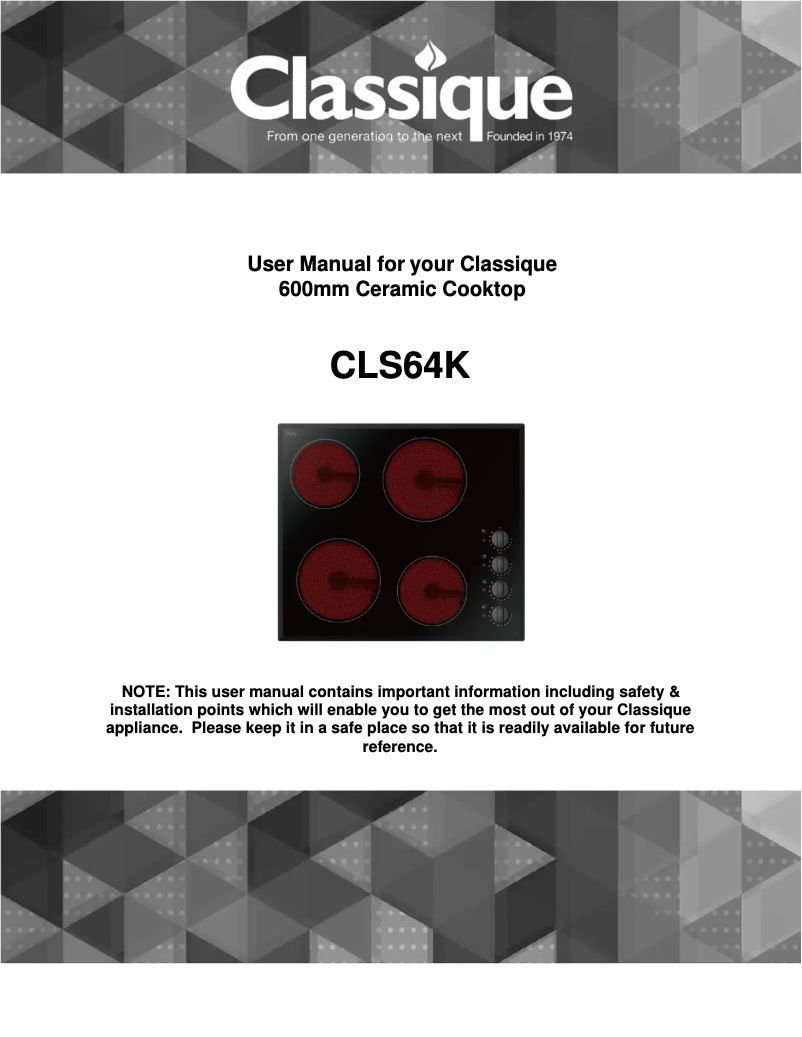 Image de la première page du manuel de l'appareil CLS64K