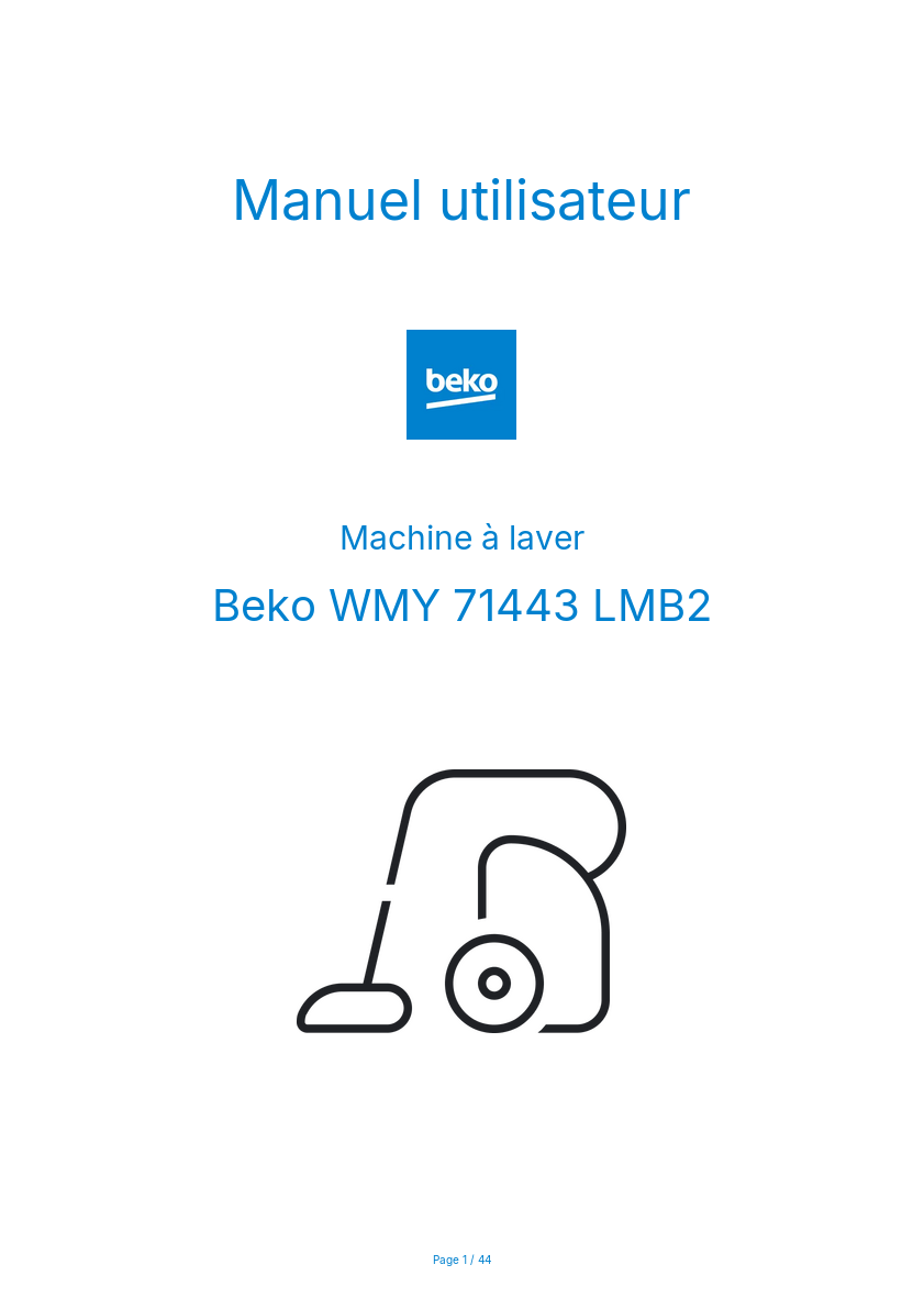 Page n°1 - Manuel utilisateur Beko WMY 71443 LMB2