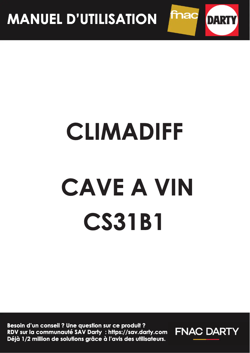 Page n°1 - Manuel utilisateur Climadiff CS31B1
