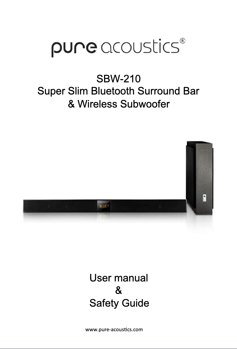 Página 1 del manual Manual de usuario Pure Acoustics SBW-210