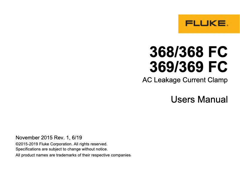 Page 1 de la notice Manuel utilisateur Fluke FLK-369 FC