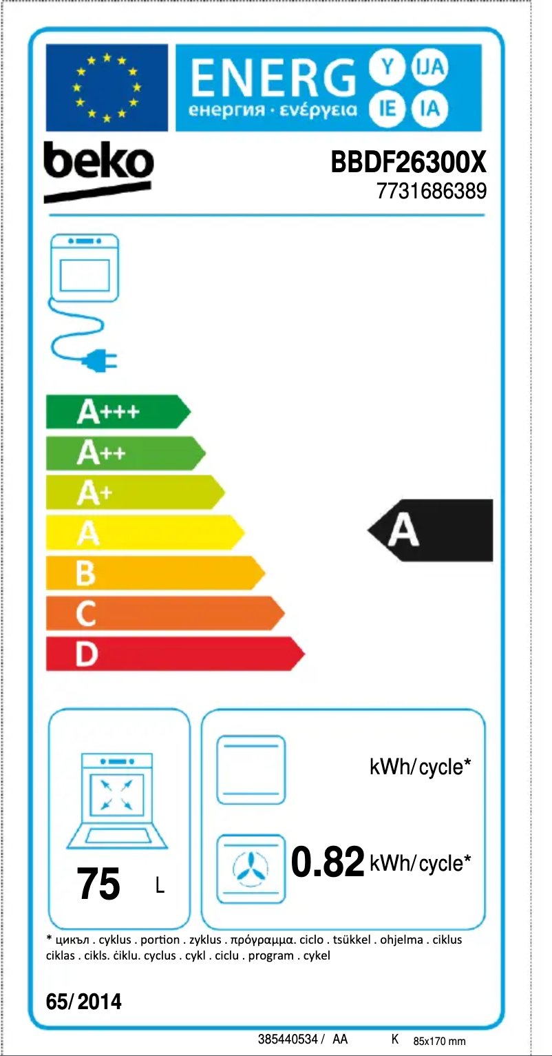 Page 1 de la notice Label énergétique Beko BBDF26300X