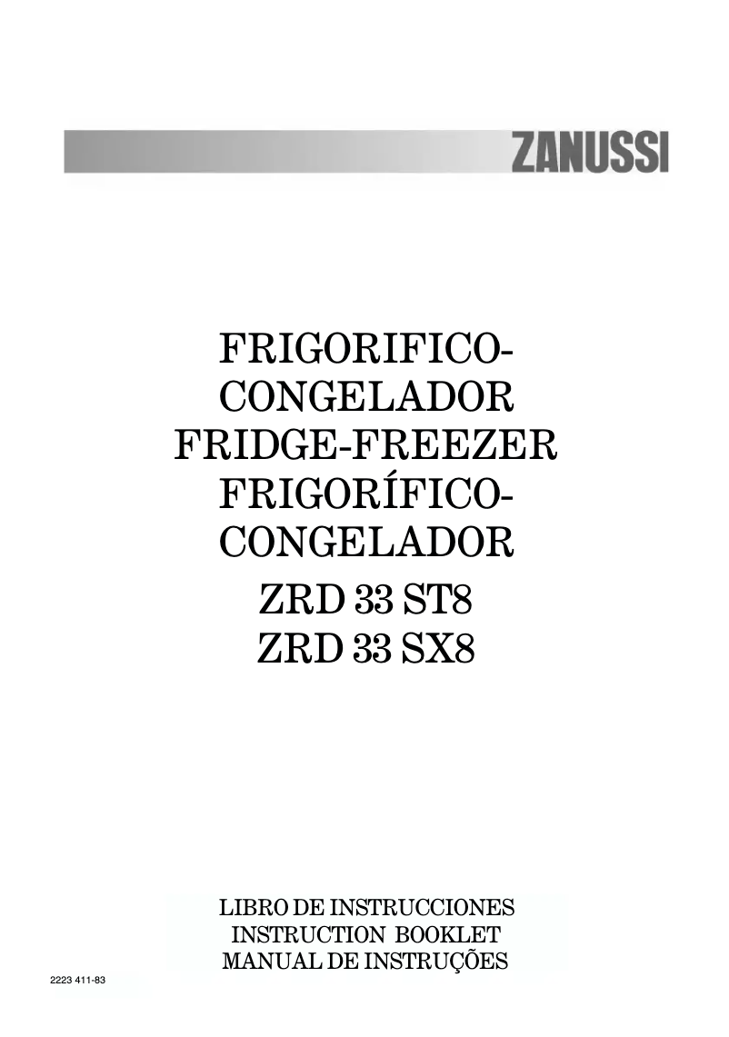 Image de la première page du manuel de l'appareil ZRD33ST8