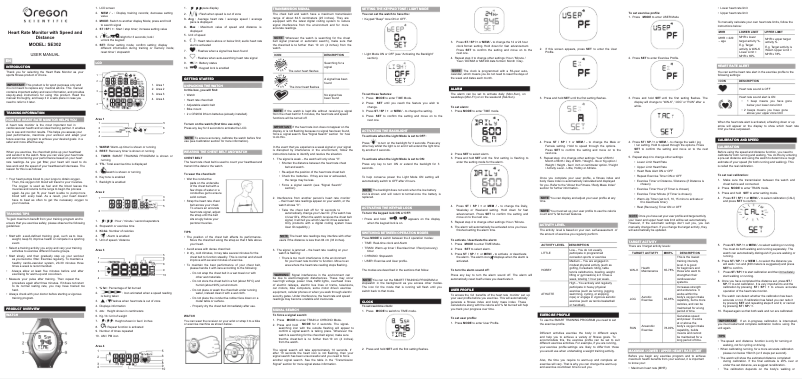 Page n°1 - Manuel utilisateur Oregon Scientific SE302
