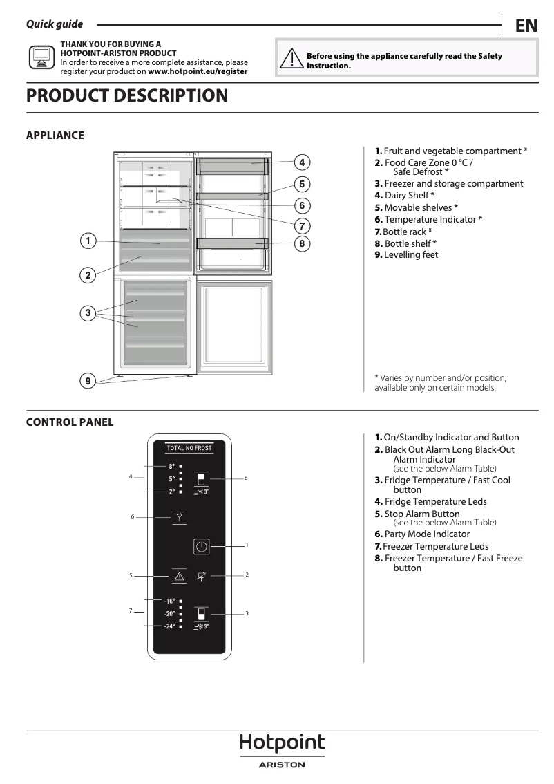 Page n°1 - Manuel utilisateur Hotpoint HA70BE 973 X