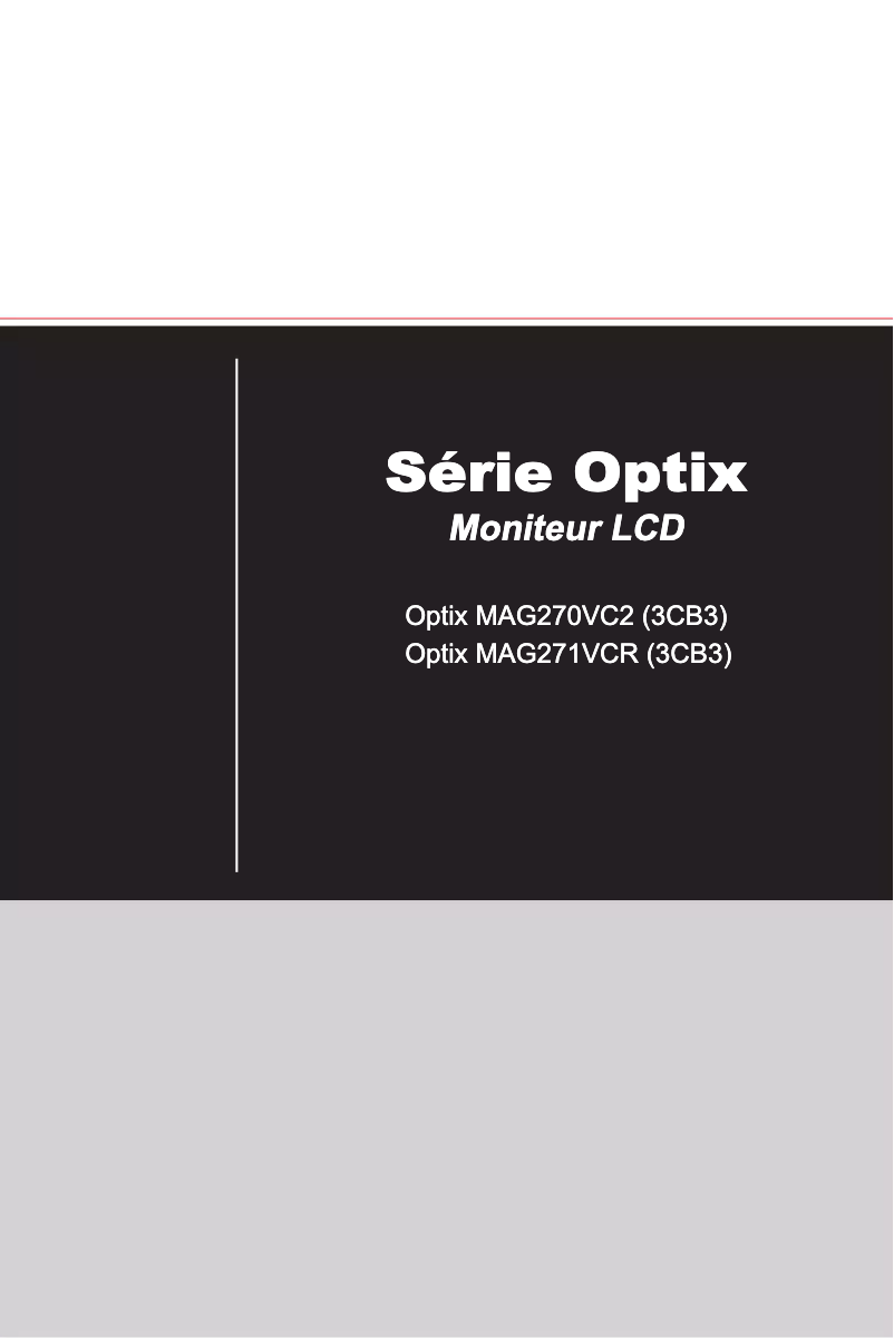 Page 1 de la notice Manuel utilisateur MSI Optix MAG270VC2