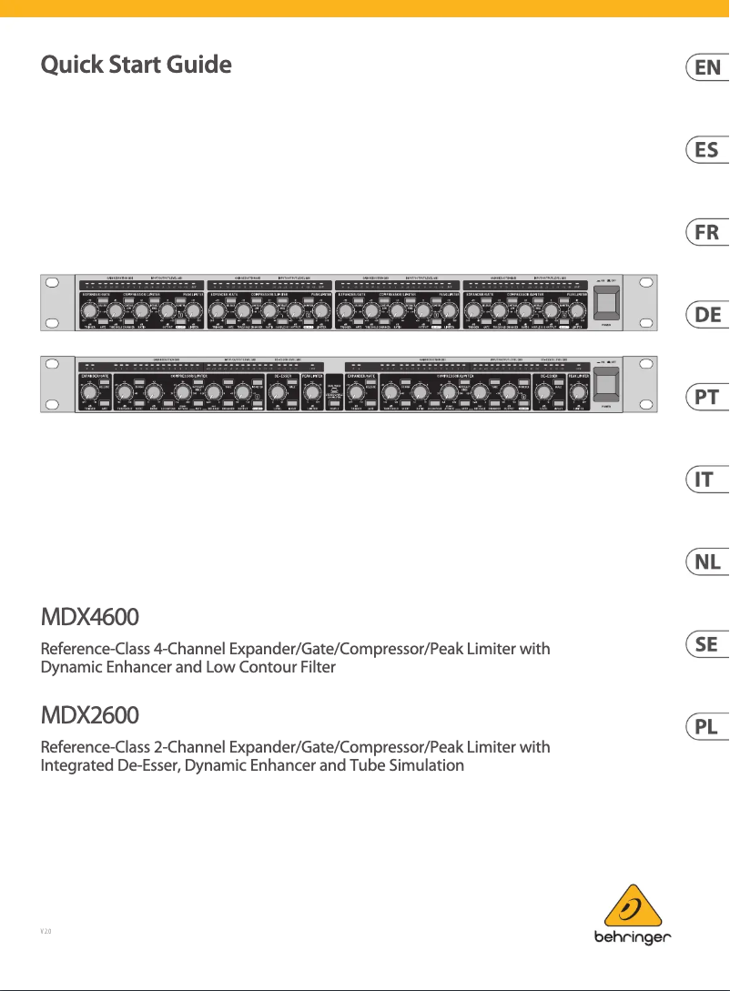Page n°1 - Guide de démarrage rapide Behringer Compressor Pro-XL MDX2600 V2