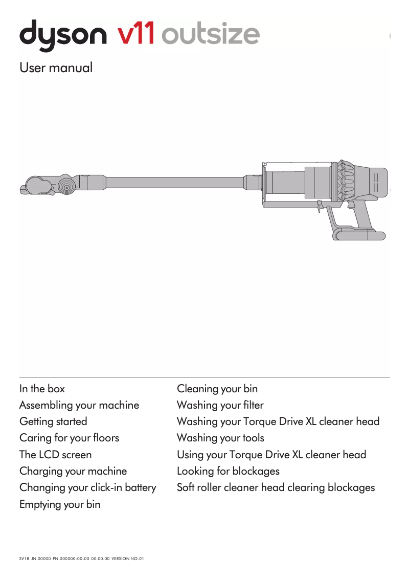 Page n°1 - Manuel utilisateur Dyson V11 Outsize