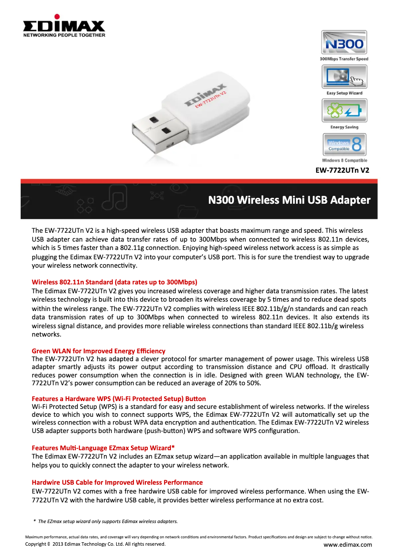 Imagen de la primera página del manual del dispositivo EW-7722UTn V2