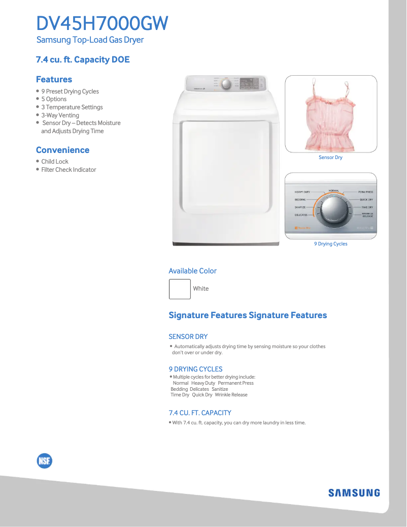 Page n°1 - Manuel utilisateur Samsung DV45H7000G