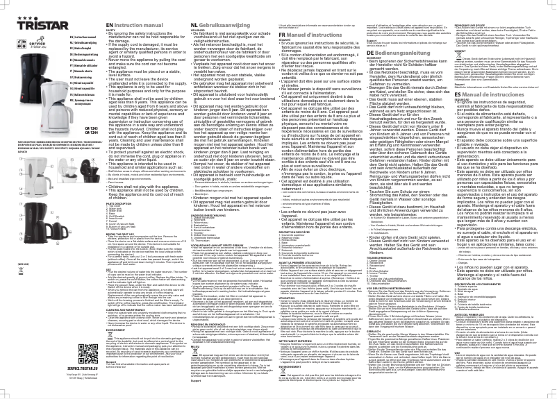 Page 1 de la notice Manuel utilisateur TriStar CM-1243