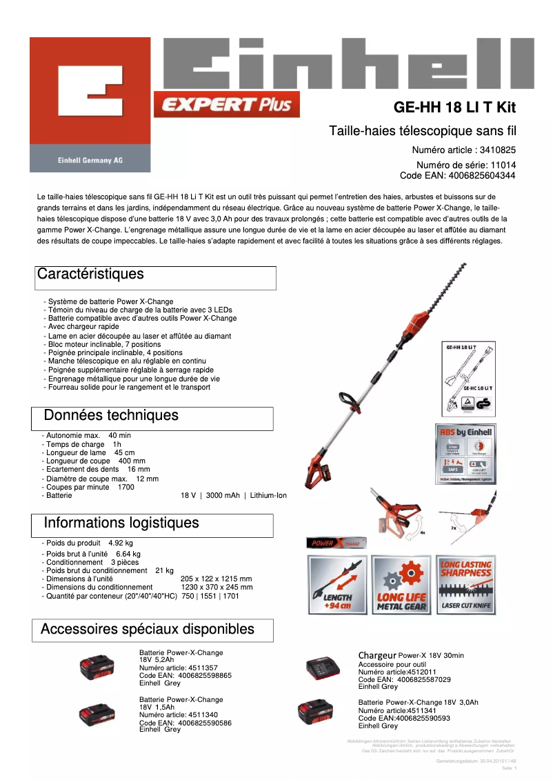 Image de la première page du manuel de l'appareil GE-HH 18 LI T Kit