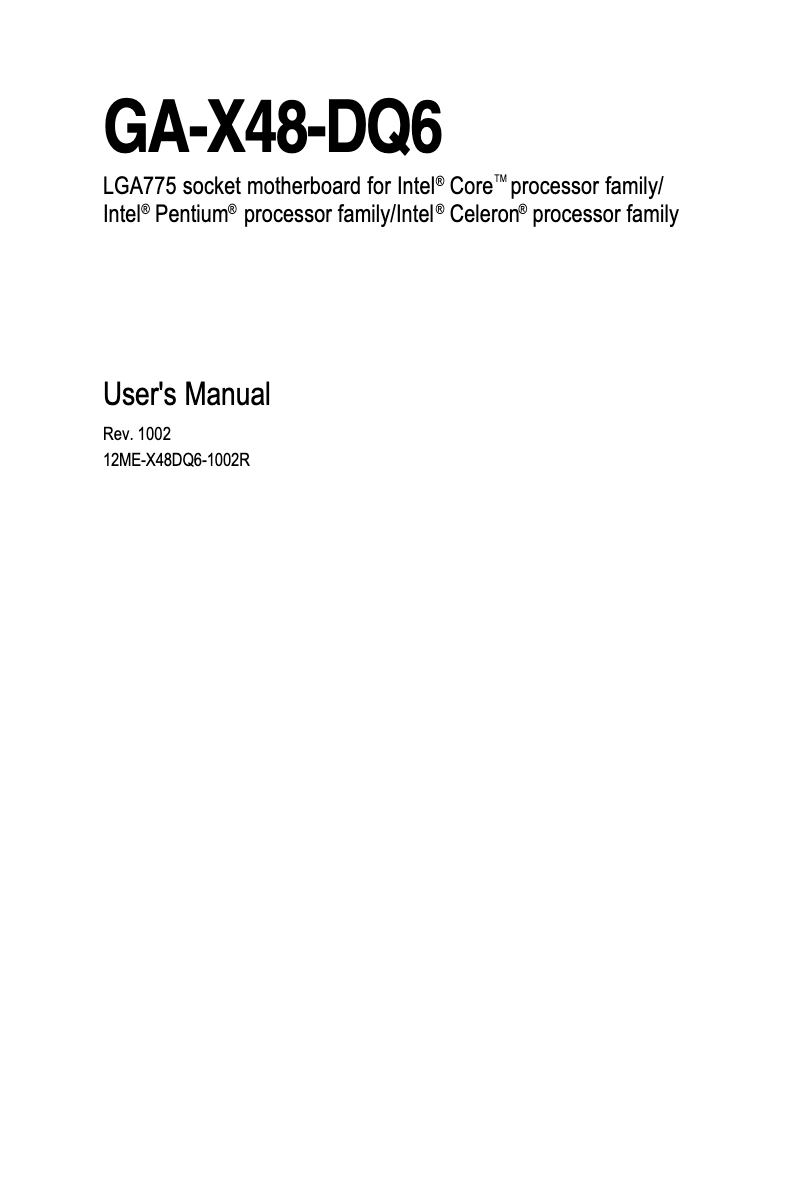 Image de la première page du manuel de l'appareil GA-X48-DQ6