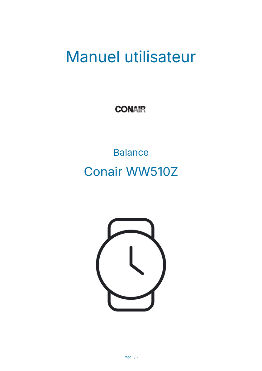 Image de la première page du manuel de l'appareil WW510Z