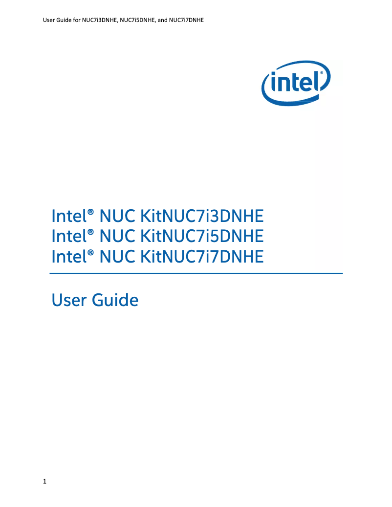 Page n°1 - Manuel utilisateur Intel Dawson Canyon NUC7i7DNHE